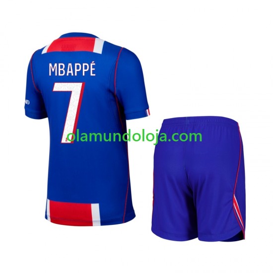 Camisola Paris Saint-Germain Mbappé Kylian 7 Criança Equipamento Primeiro 2026-2027 Manga Curta